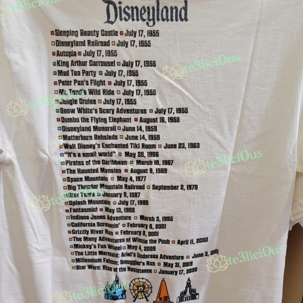 DISNEYLAND WHITE VINTAGE THEME PARK THE HAPPIEST PLACE ON EARTH LOGO T SHIRT - Picture 3 of 3